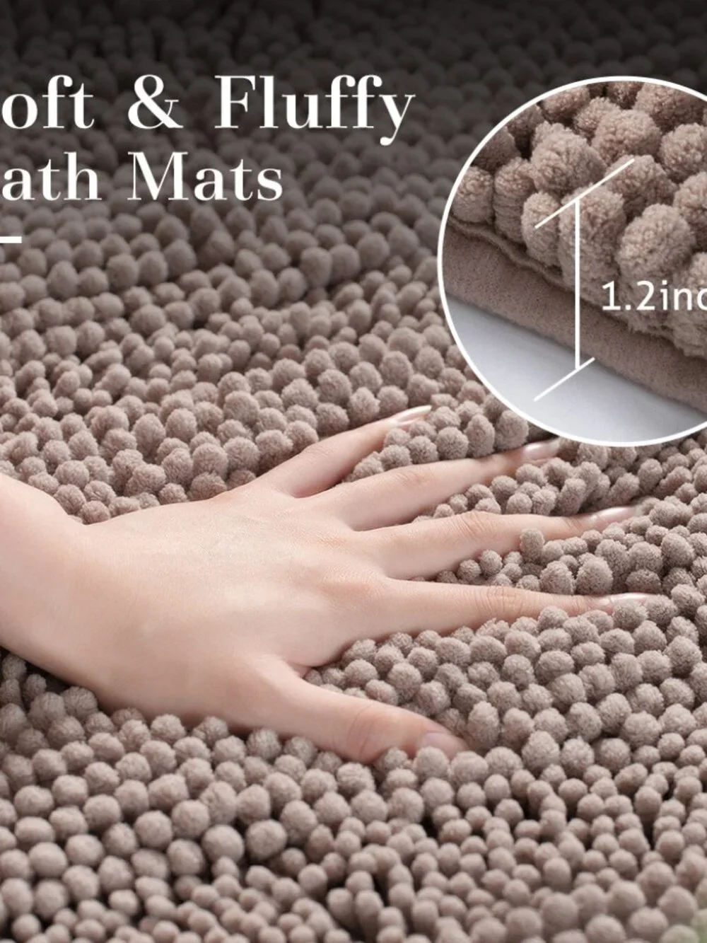 Chenille Bath Rug - New Original Packaging - 17x24 inches - Dark Grey